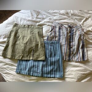 Set of Three Striped and Solid Skirts
